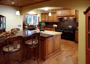 cabinets and laminate flooring